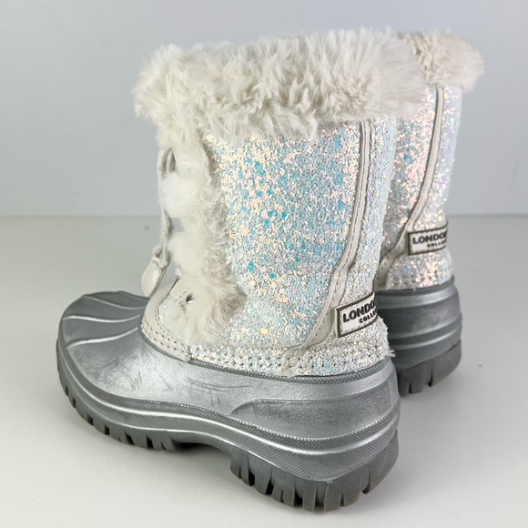 LONDON FOG WHITE SPARKLY WARM LINED SNOWBOOTS - Picture 6 of 12